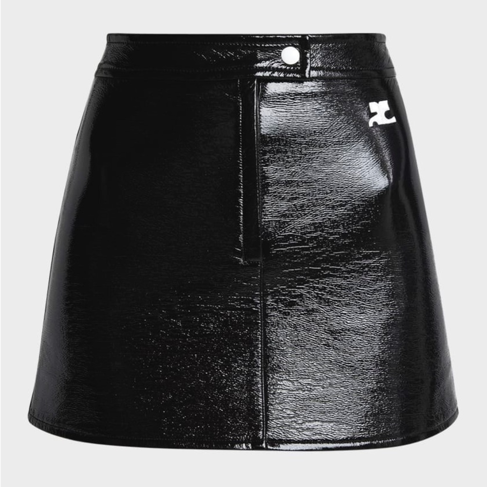 Courreges - Reedition Vinyl Mini Skirt in Black - Size 38